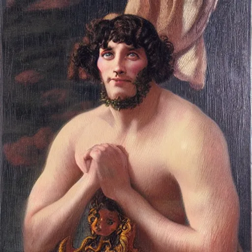 Image similar to a vintage portrait painting of a gentleman half ogre half man, art by john william godward and anna dittman and artgerm