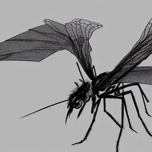 Image similar to beautiful mosquito with dragon wings and tail | macro | trending on artstation