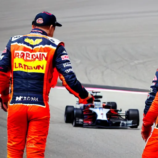 Prompt: max verstappen and lewis hamilton as best friends