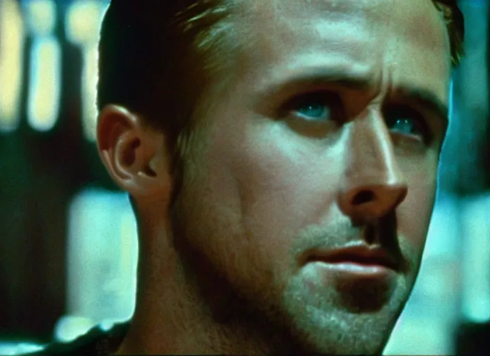 Image similar to film still of Ryan Gosling as Decker in Blade Runner 1982