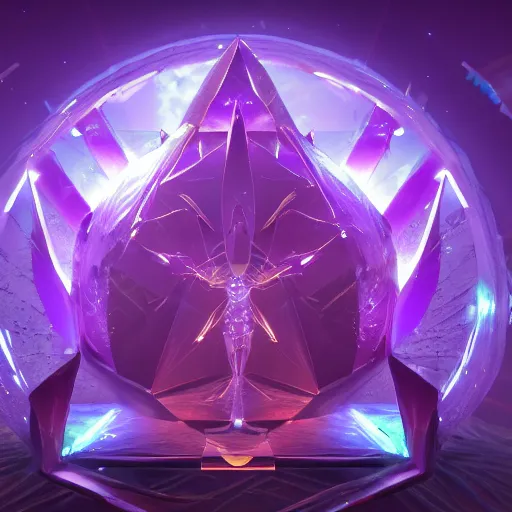 Prompt: purple powerful magic mana symbol, crystal and sci - fi structure, epic legends game icon, stylized digital illustration, radiating, a glowing aura, global illumination, ray tracing, hdr, unreal engine, octane render, trending on arstation, by ian pesty and katarzyna bek - chmiel