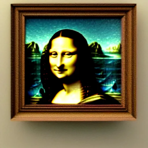 Prompt: hyperrealism photography computer simulation visualisation of parallel universe mona lisa by caravaggio rendered in mandelbulb 4 d