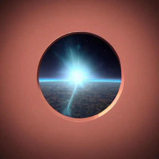 Prompt: 3d render of a the creation of space and time viewed through a keyhole