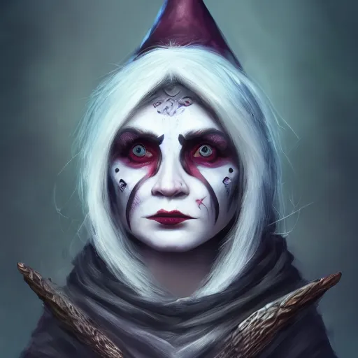 Image similar to portrait of a beautiful female gnome, skull facepaint, dark robes, moonlight, D&D, sharp focus, concept art, realistic, cinematic lighting, fantasy digital painting