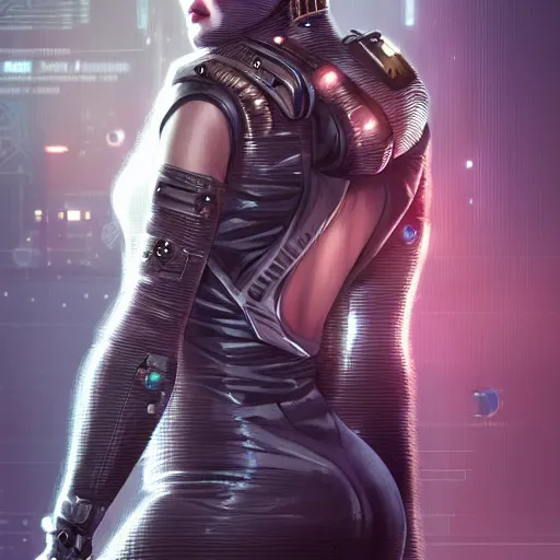 Image similar to highly detailed ana de armas as a cyberpunk character wearing far future cyberpunk clothes, intricate, elegant, highly detailed, digital painting, artstation, concept art, smooth, sharp focus, illustration, art by artgerm and greg rutkowski and alphonse mucha