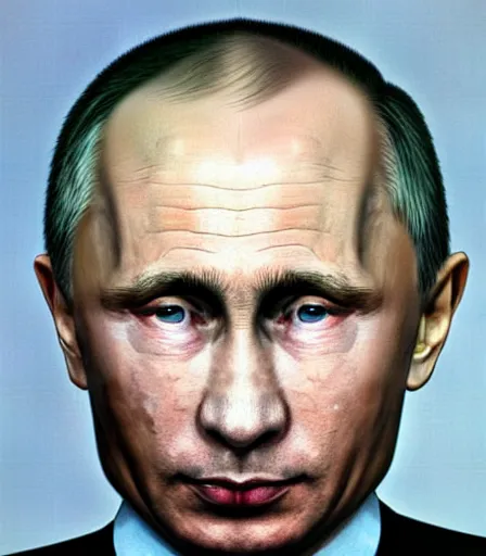 Image similar to a high quality, high detail, photorealistic portrait of vladimir putin by james nachtwey and lucian freud,