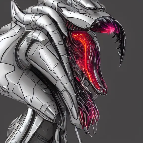 Image similar to close up mawshot of a perfect elegant beautiful stunning anthropomorphic hot female robot mecha dragon, with sleek silver metal armor, glowing OLED visor, looking the camera, eating camera pov, open dragon maw being highly detailed and living, pov camera looking into the maw, food pov, micro pov, prey pov, vore, dragon vore, digital art, pov furry art, anthro art, furry, warframe art, high quality, 8k 3D realistic, dragon mawshot art, maw art, macro art, micro art, dragon art, Furaffinity, Deviantart, Eka's Portal, G6