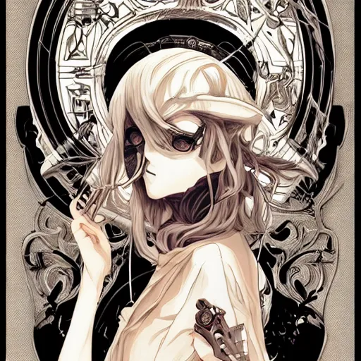 Image similar to anime manga skull portrait young woman, road to perdition, noir, skeleton, intricate, elegant, highly detailed, digital art, ffffound, art by JC Leyendecker and sachin teng