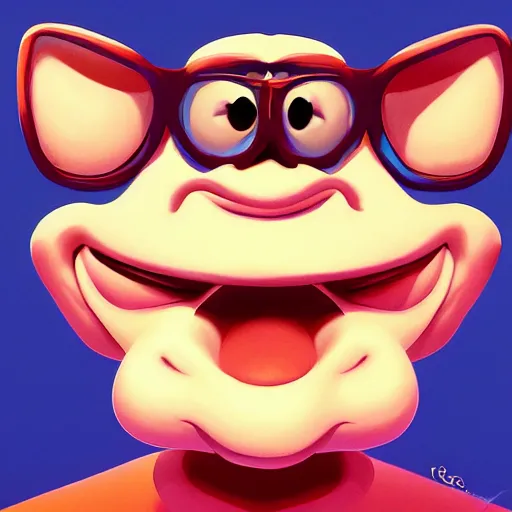 Prompt: face icon stylized minimalist the ren & stimpy show, loftis, cory behance hd by jesper ejsing, by rhads, makoto shinkai and lois van baarle, ilya kuvshinov, rossdraws global illumination