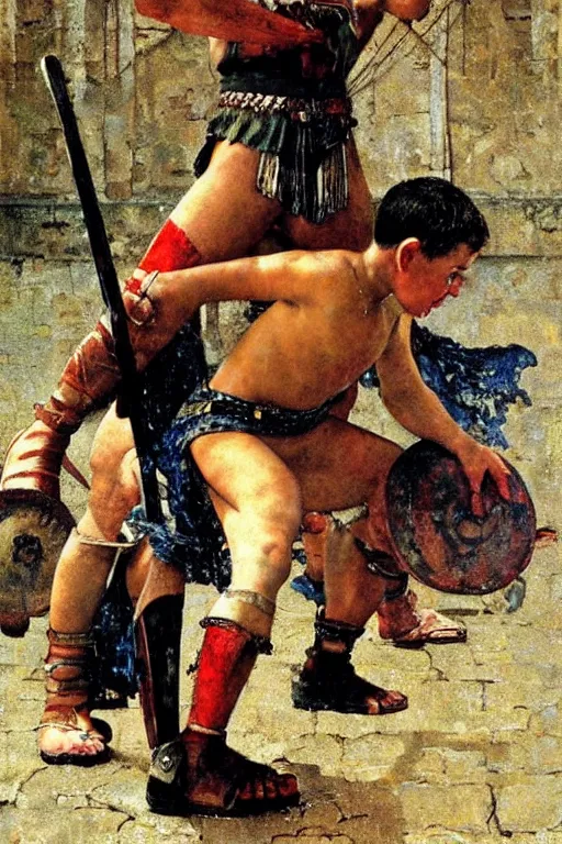 Image similar to Gladiator painted by Norman Rockwell