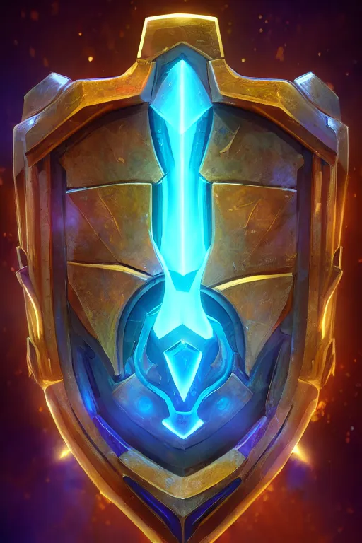 Image similar to shield fantasy epic legends game icon stylized digital illustration radiating a glowing aura global illumination ray tracing hdr fanart arstation by ian pesty and katarzyna da „ bek - chmiel