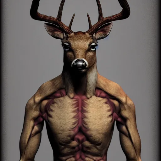 Image similar to hybrid human deer, in a full suit, artstation