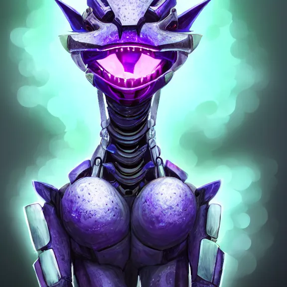 Image similar to detailed mawshot of a giant beautiful stunning goddess anthropomorphic hot robot mecha female dragon, silver sharp streamlined armor, detailed maw, glowing Purple LED eyes, food pov, micro pov, dragon art, macro art, furry art, vore, furaffinity, DeviantArt, Eka's Portal, G6