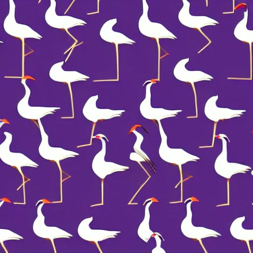 Prompt: fabric pattern of stylized minimalistic cranes