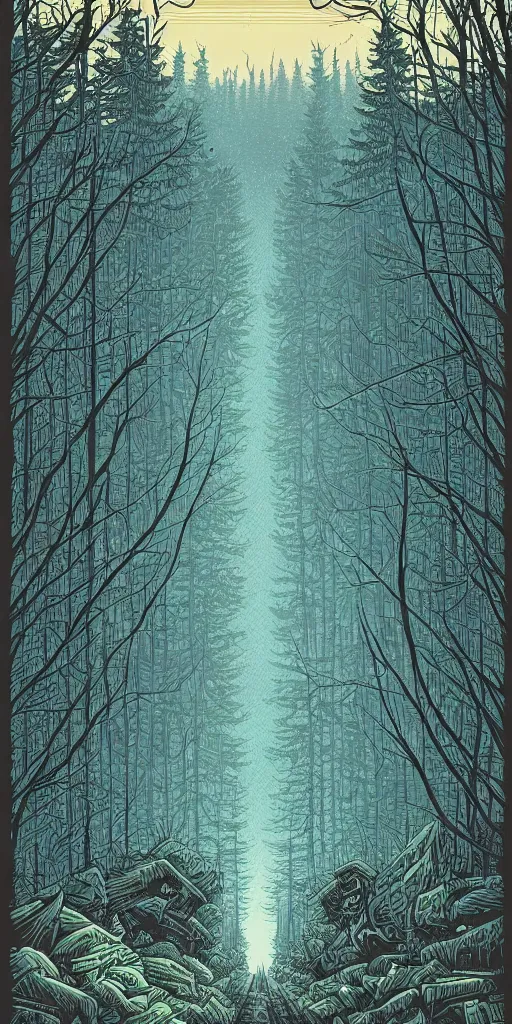 Image similar to A forest by Dan Mumford