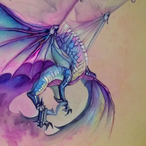 Image similar to mystical pastel dragon, watercolor, fantasy concept art, cute