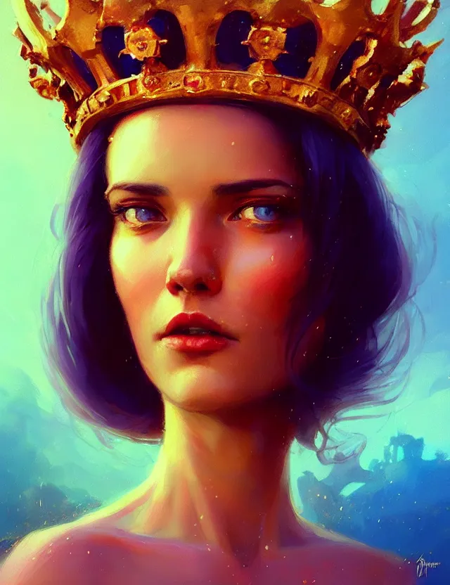 Image similar to blurred background. close-up portrait of a goddess in crown, by Artem Chebokha by Anka Zhuravleva, Anato Finnstark and Alena Aenami, Angus McKie, Anton Fadeev, by Jesper Ejsing, by RHADS, Makoto Shinkai and Lois van baarle, ilya kuvshinov, rossdraws global illumination, octane render, unreal engine, cinematic counter light, high detail, octane render, 4k