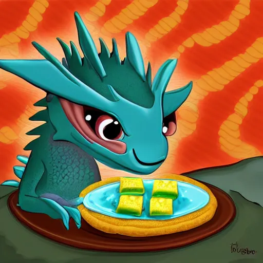 Prompt: dragon eating cookies, digital art, cute
