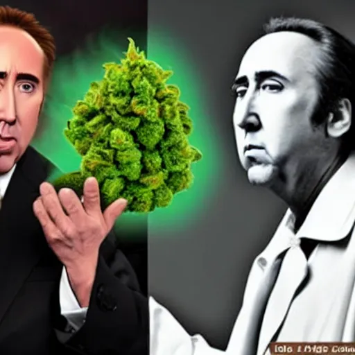 Prompt: Nicolas Cage as the cannabis pope