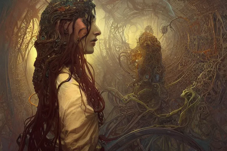 Image similar to a lovecraftian painting of a nightmare, cosmic horror elements, ultra realistic, concept art, intricate details, eerie, highly detailed, photorealistic, octane render, 8 k, unreal engine. art by artgerm and greg rutkowski and alphonse mucha