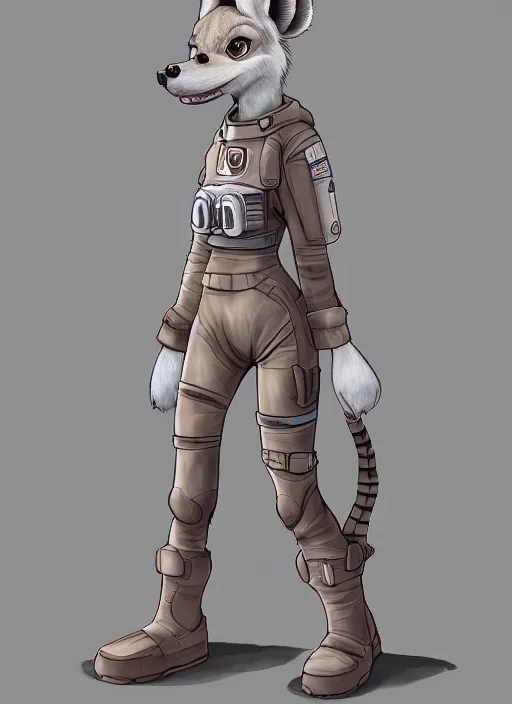 Image similar to digital detailed full body of anthromorphic female hyena, in style of zootopia, zootopia, zootopia, fursona, furry, furaffinity, 4 k, deviantart, furry art, fursona art, wearing astronaut outfit, in style of zootopia, hyena fursona, cyberpunk, female, stylized face,