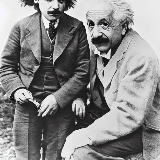 Image similar to albert einstein sitting on a dinosaur