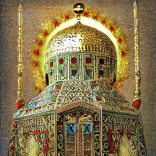 Prompt: jeweled islamic spaceship