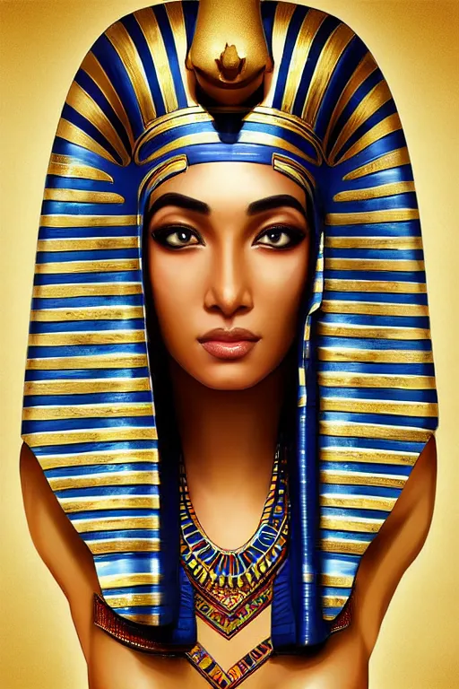 Image similar to a highly detailed beautiful portrait of a egyptian god with facial expression : enthusiastic in the style of artgerm.