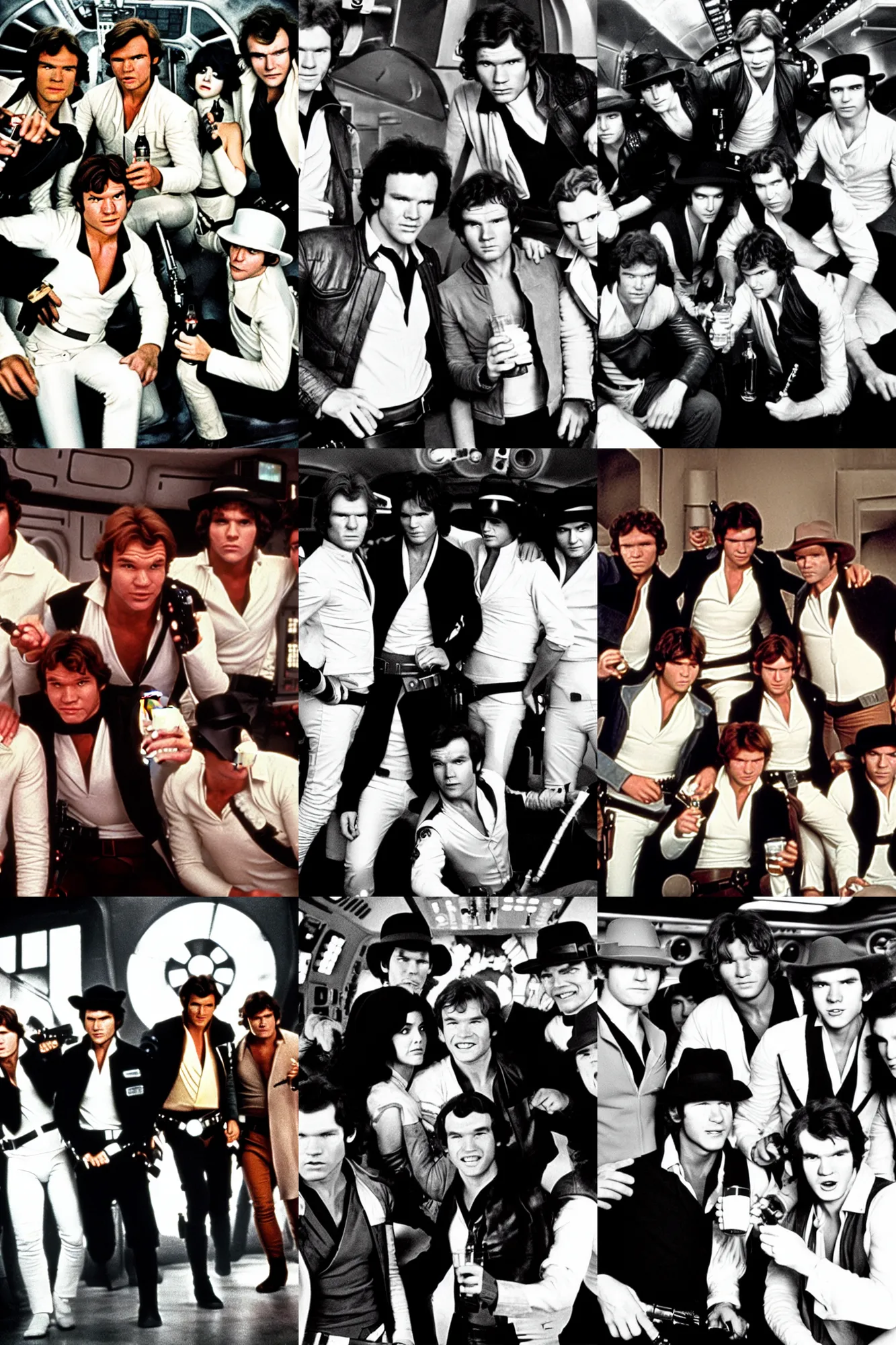 Prompt: han solo and his droogs having a drink at the korova milkbar