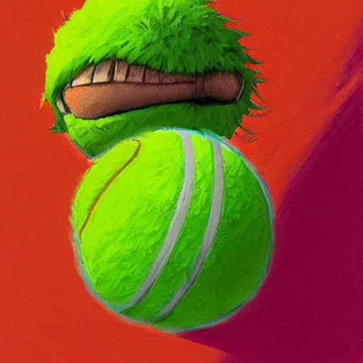 Prompt: a tennis ball monster ,tennis ball, colorful, final fantasy, digital art, fantasy, magic, trending on artstation, ultra detailed, professional illustration by Basil Gogos