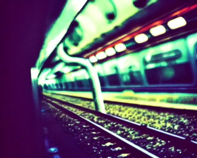 Prompt: a lomography photo of rumble between two xenomorphs in soviet train this morning, bokeh,