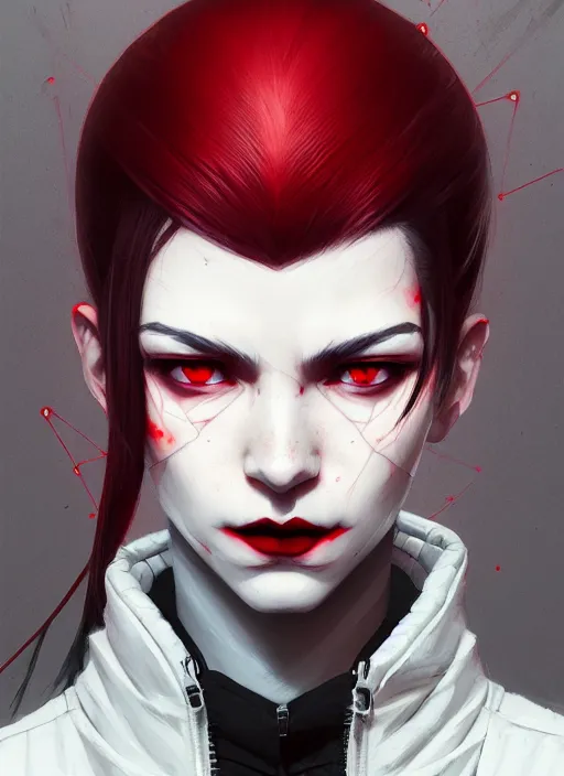 Prompt: portrait of a deadly vampire, red and black techwear, tacticool, symmetry face, science fantasy, extremely detailed, holographic, smooth, digital illustration, by, kuvshinov ilya, james jean, by rossdraws, frank franzzeta, sakimichan, jeremy lipking