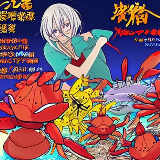 Prompt: a crab anime show