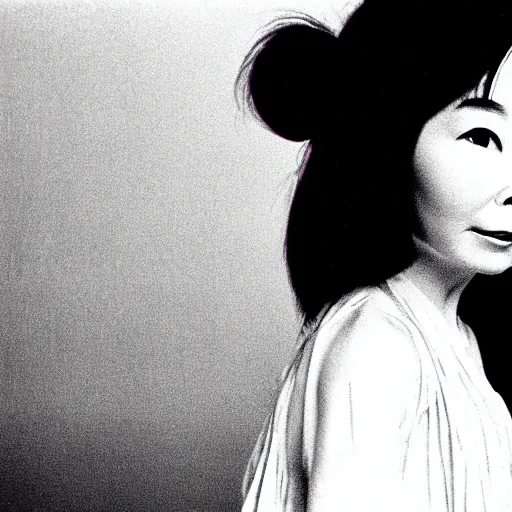 Image similar to Bjork climbs out of your TV screen towards you like Sadako, J-Horror, 90s, 35mm film