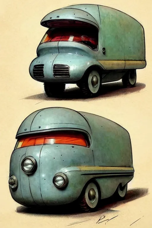 Prompt: ( ( ( ( ( 1 9 5 0 s retro future android robot delivery truck. muted colors., ) ) ) ) ) by jean - baptiste monge,!!!!!!!!!!!!!!!!!!!!!!!!!