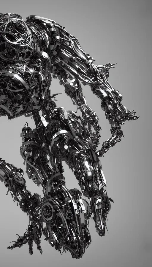 Prompt: summonic an futuristic biomechanical whale spirit, organic and robotic, made up of many bits of metal, skin, and plastic, shiny, cyberpunk, hyper realistic, octane render unreal engine render, 8k, super detailed