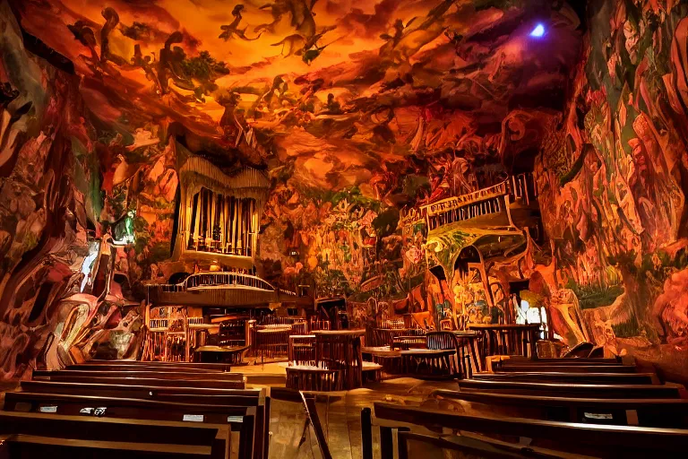 Image similar to the interior of the organ room at house on the rock in wisconsin.