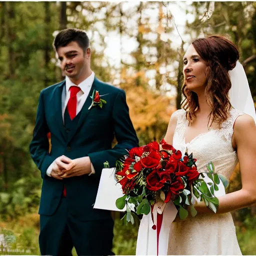 Image similar to wedding ceremony with a red fox as the bride