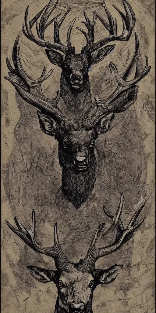 Prompt: a brilliant epic isograph print of a russian stag by josep tapiro baro in the style of baroque art, trending on art station