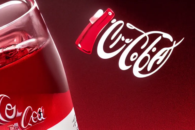 Image similar to cherry vanilla coca cola on a counter, photorealistic, digital art trending on artstation