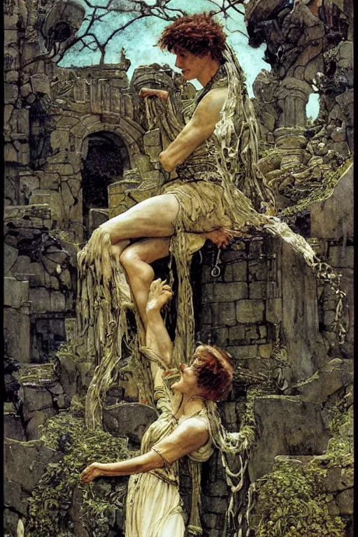 Image similar to basilisk at stone ruins by lawrence alma tadema and rick berry and norman rockwell and jason fabok and greg staples and nc wyeth