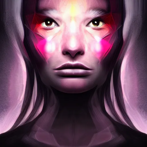 Image similar to The face of the Designer of the Universe, portrait, beautiful digital art, artstation, deviantart, intricate, mysterious, mix of light and darkness, soft