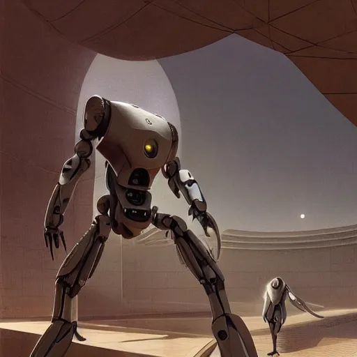 Image similar to detailed face of a synthetic sentient super - intelligent humanoid with eyes warming up, rammed earth courtyard, cool skydome, fresh atmosphere, ambient, rick guidice, syd mead, livia prima, greg rutkowski