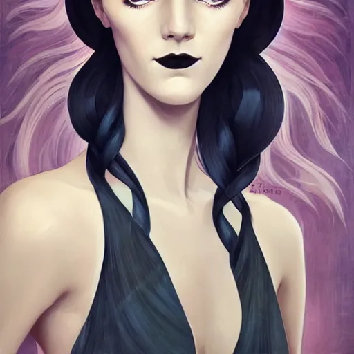 Image similar to an art nouveau, ( streamline moderne ) portrait in the style of anna dittmann and charlie bowater and loish. very large, clear, expressive, and intelligent eyes. symmetrical, centered, ultrasharp focus, dramatic lighting, photorealistic digital matte painting, intricate ultra detailed background.