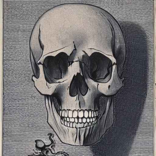 Image similar to skull of a pirate with tentacles protruding out at the bottom of the ocean old european map