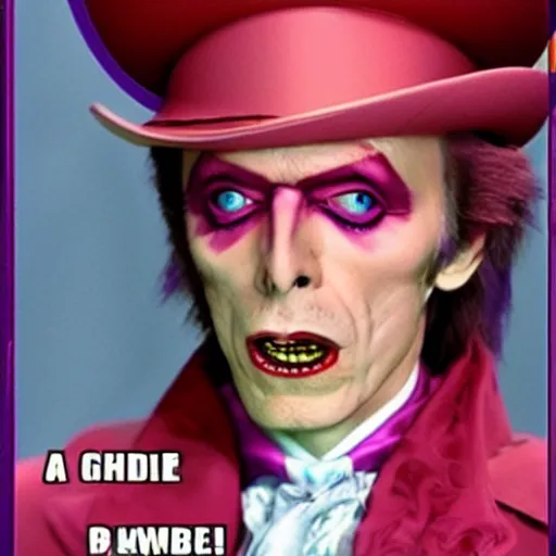 Image similar to David Bowie as Willy Wonka