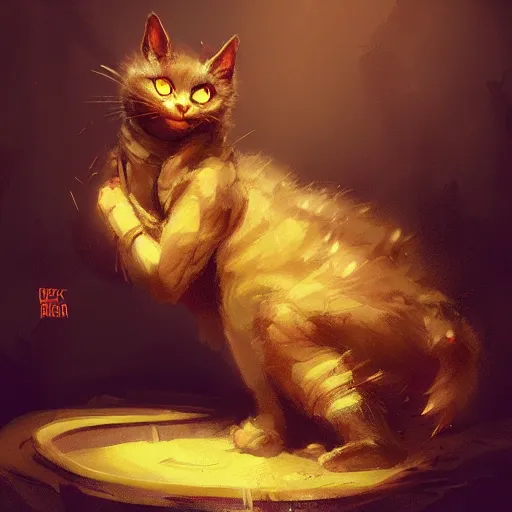 Image similar to Infernal cat, greg rutkowski, trending on artstation.