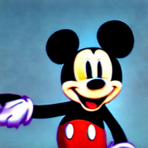 Prompt: Mickey Mouse as a demon, photorealistic, film still, desolate