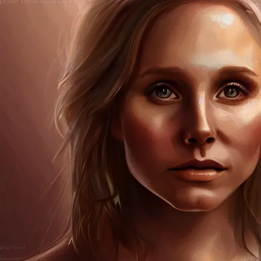 Prompt: female portrait, highly detailed, digital painting, concept art, sharp focus, illustration, kristen bell, goddess of nature,