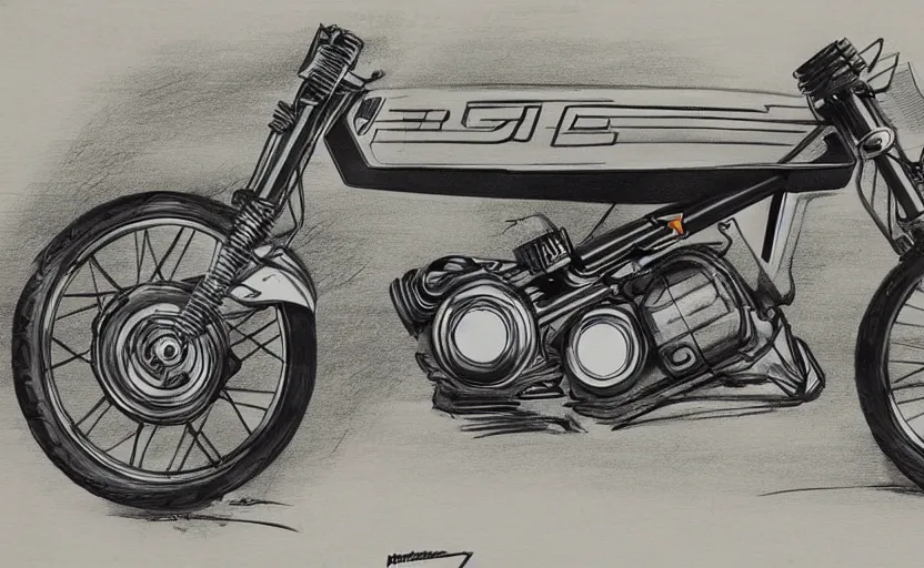 Image similar to 1 9 7 0 s yamaha enduro motorcycle concept, sketch, art,